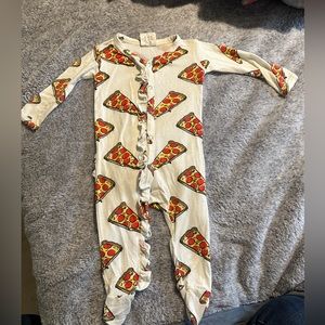 Spearmint pizza ruffle footie 0-3
